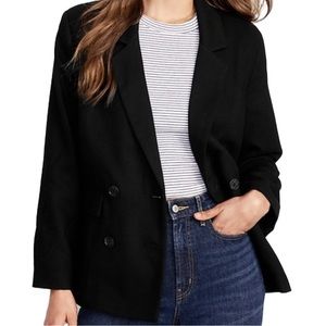 Old Navy Black Wool Textured Double Breasted Blazer
